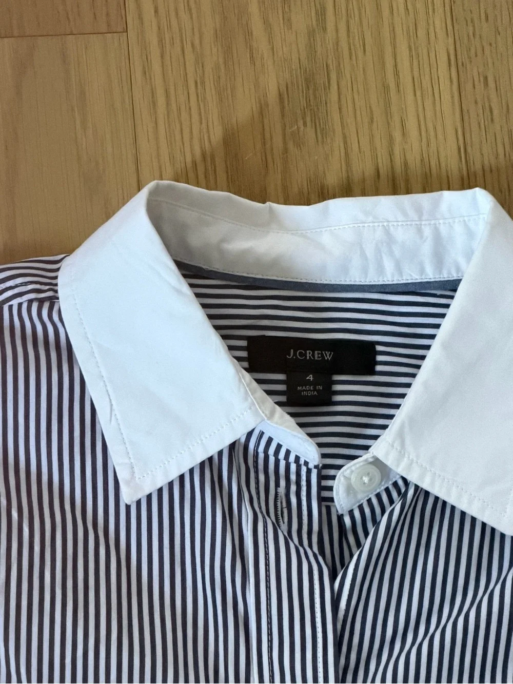 J. Crew Women's navy blue/white Striped Button-Down Shirt